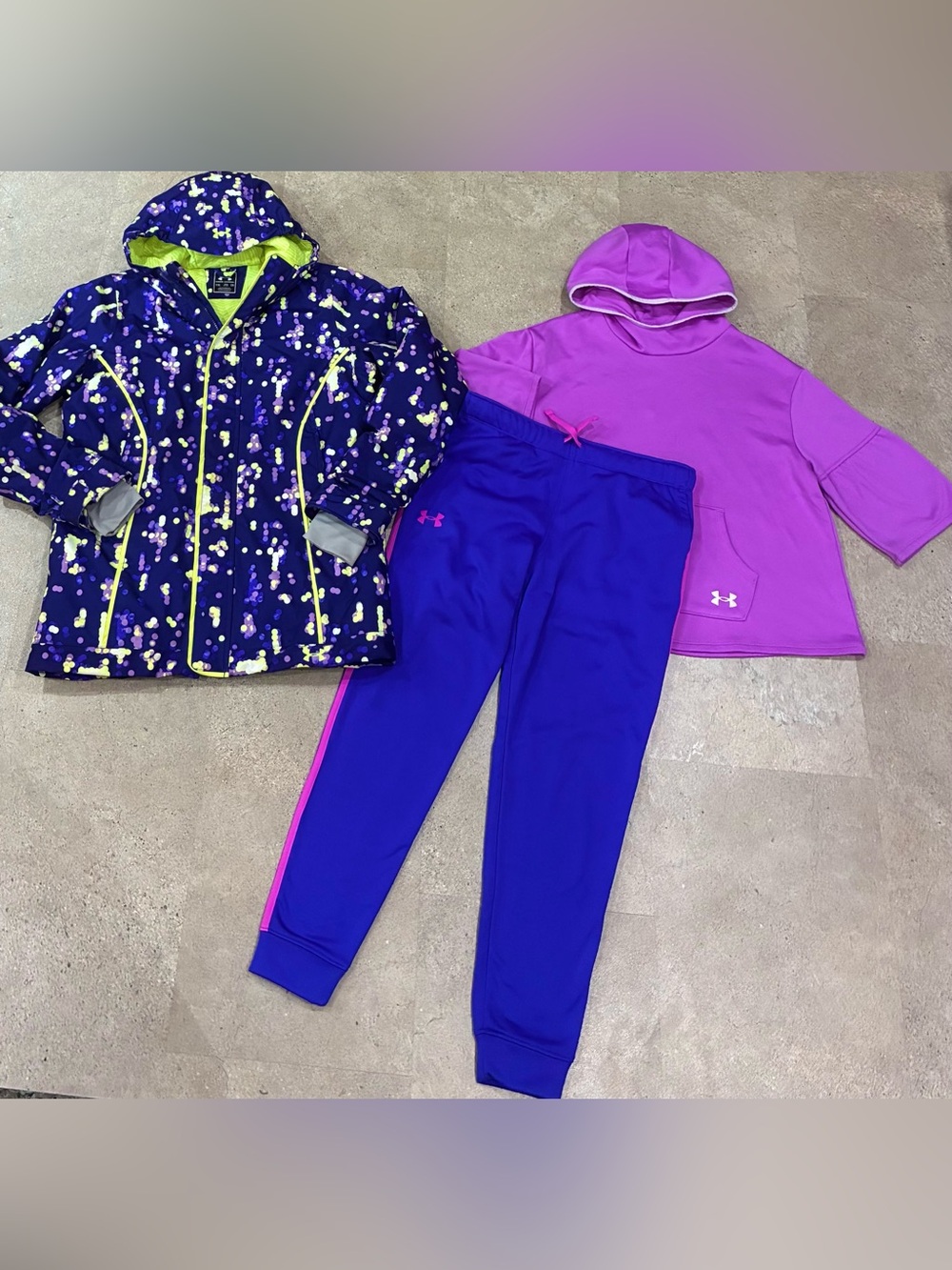 Girls UNDER ARMOUR Storm Winter Coat..Sweatshirt & Jogger Sweatpants Lot, sz XL